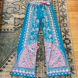 Lilly Pulitzer NWT Bal Harbour Mid-Rise Palazzo Pant. Turquoise Teal. XS